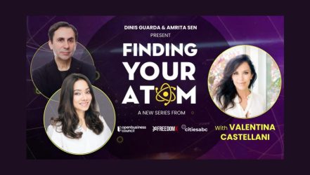 Valentina Castellani, Award-Winning Film Producer, At Finding Your Atom Podcast With Co-Hosts Amrita Sen And Dinis Guarda